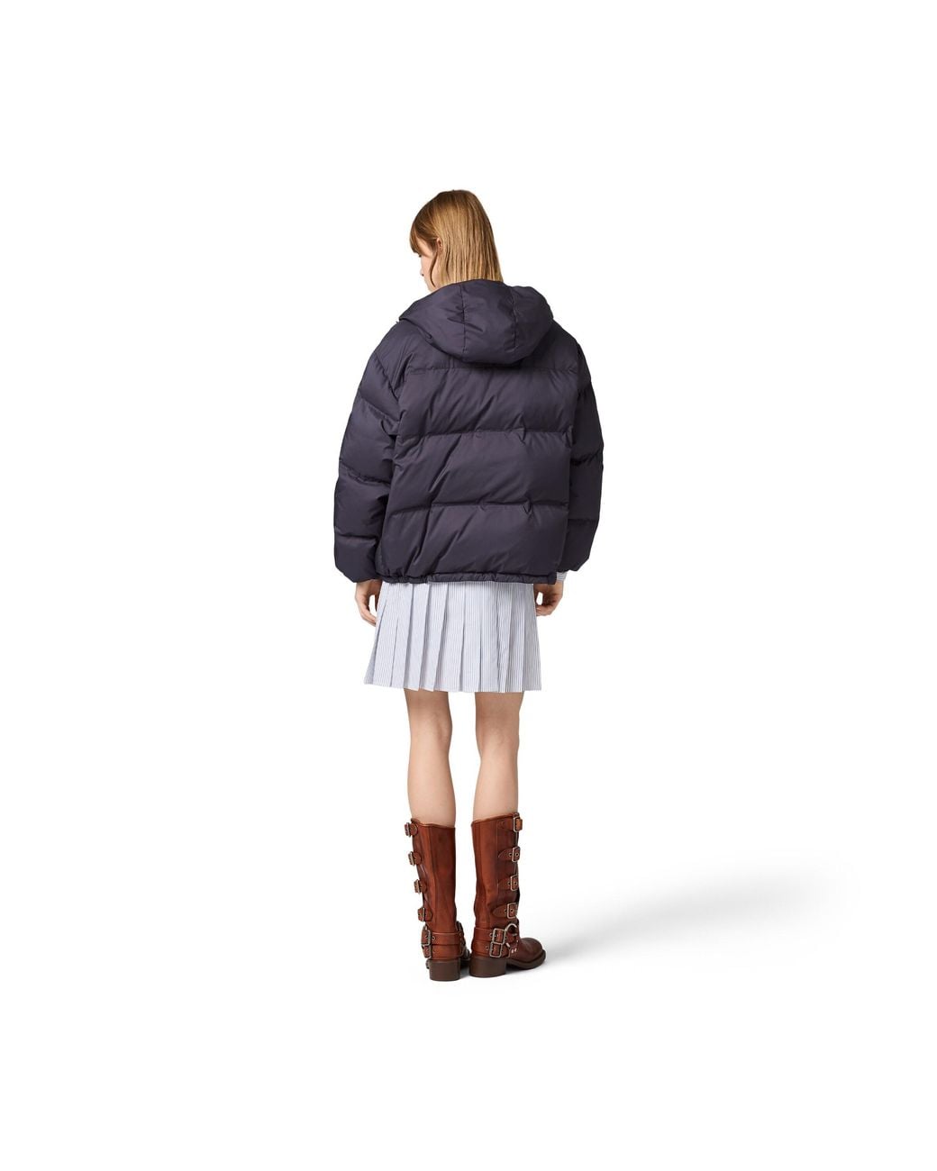 Miu Miu Blue Medium-Weight Technical Pongé Down Jacket