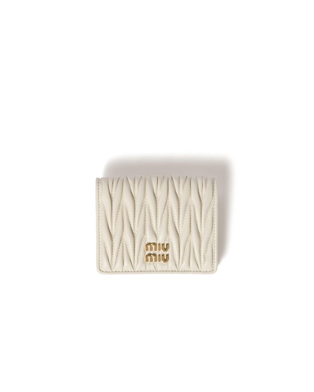 Miu Miu White Small Matelassé Nappa Leather Wallet