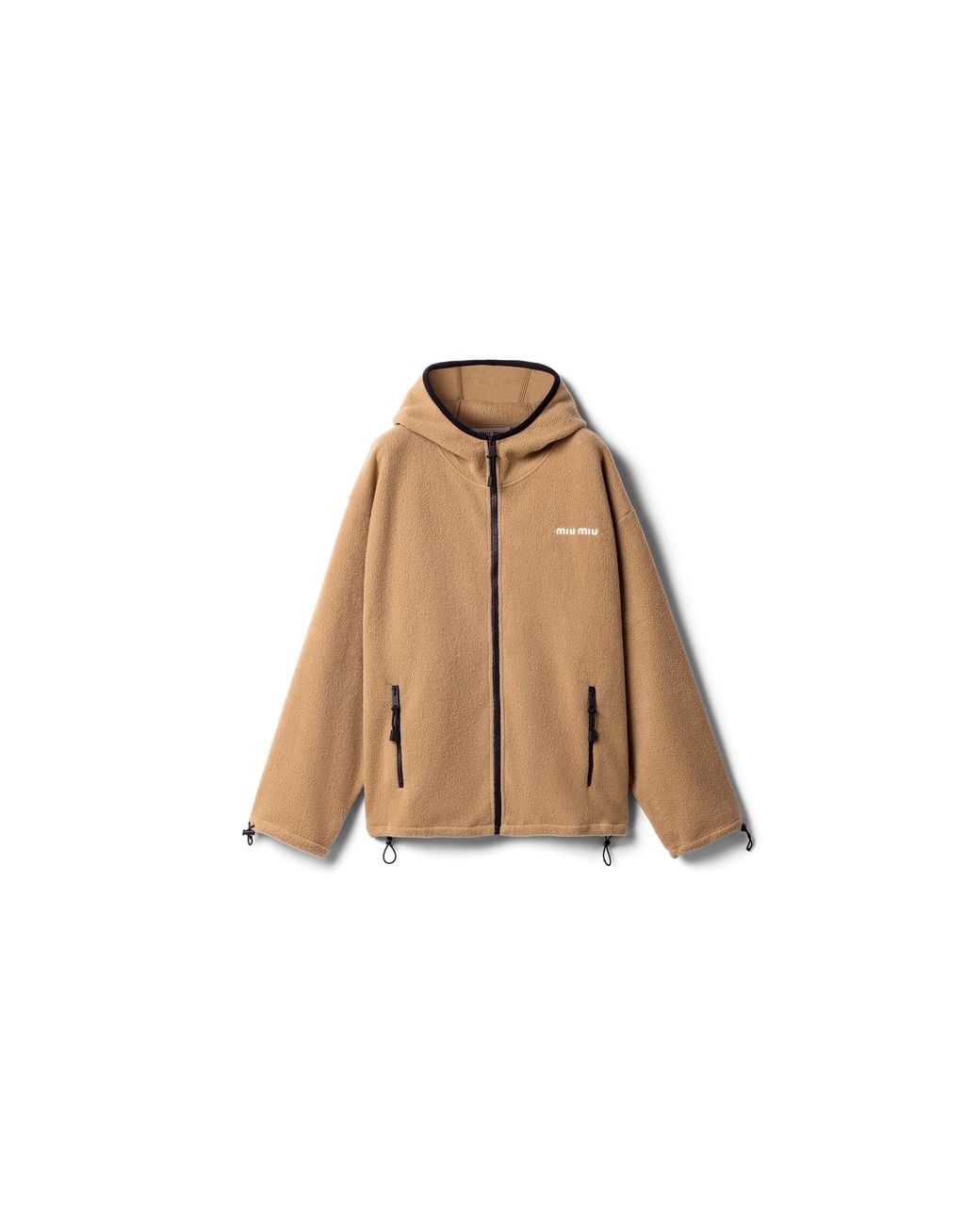 Miu Miu Natural Cotton Fleece Zipper Hoodie