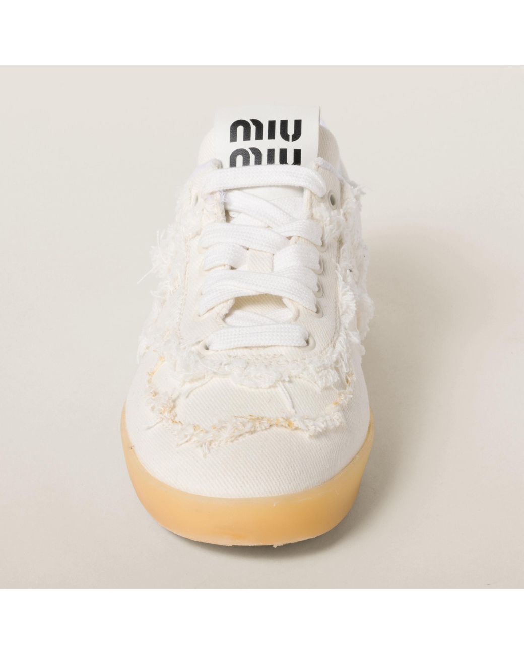MiuMiu＊Denim sneakers with logo デニムスニーカー＊送料込 Miu Miu Denim Sneakers in White | Lyst