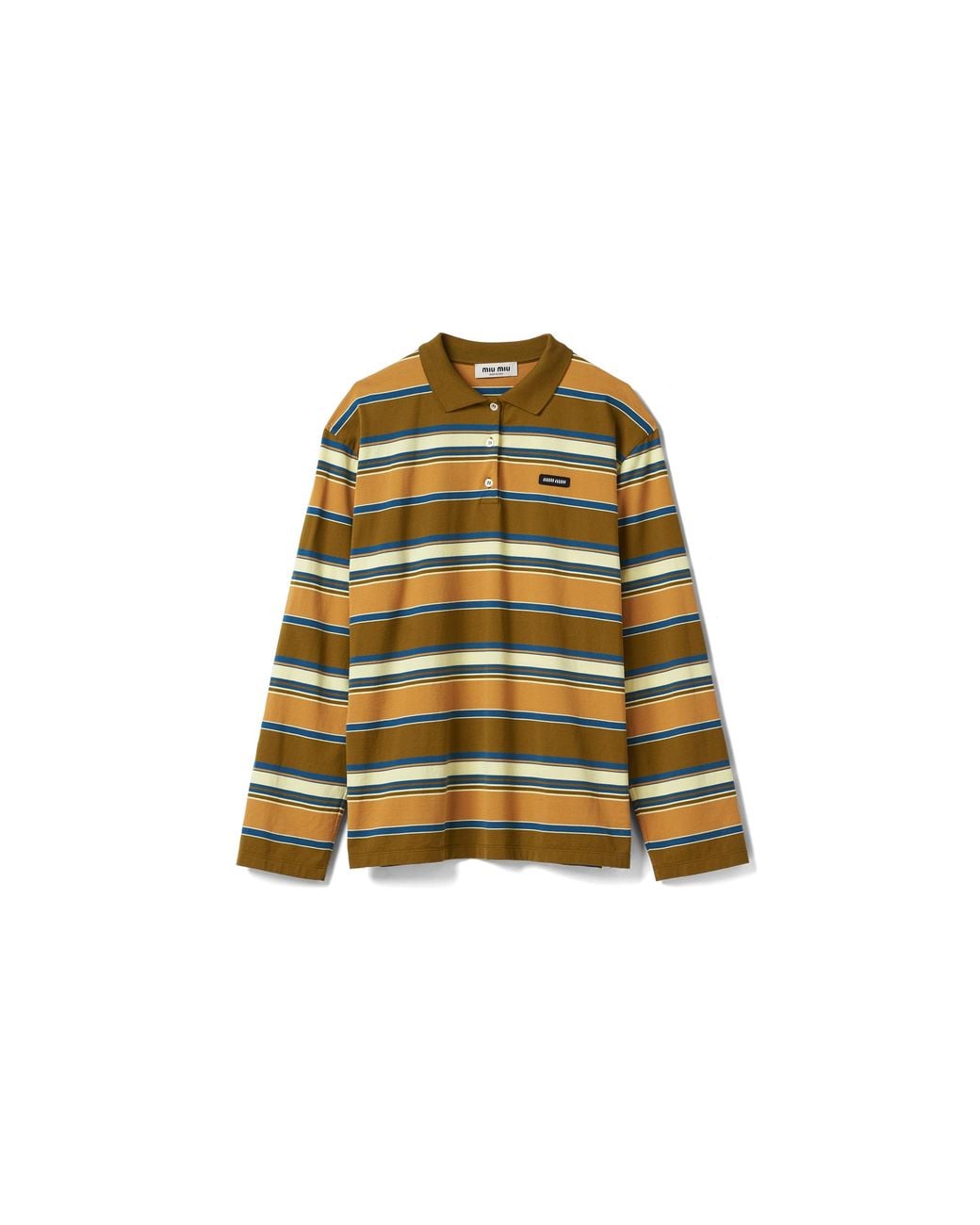 Miu Miu Yellow Striped Cotton Polo Top | Lyst