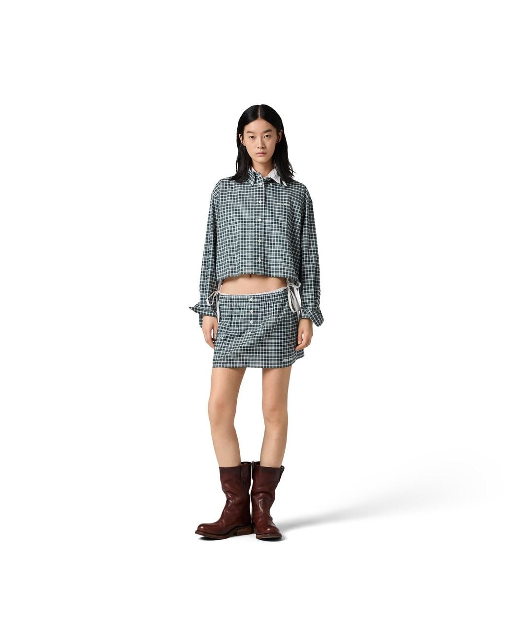 Miu Miu Blue Plaid Shirt