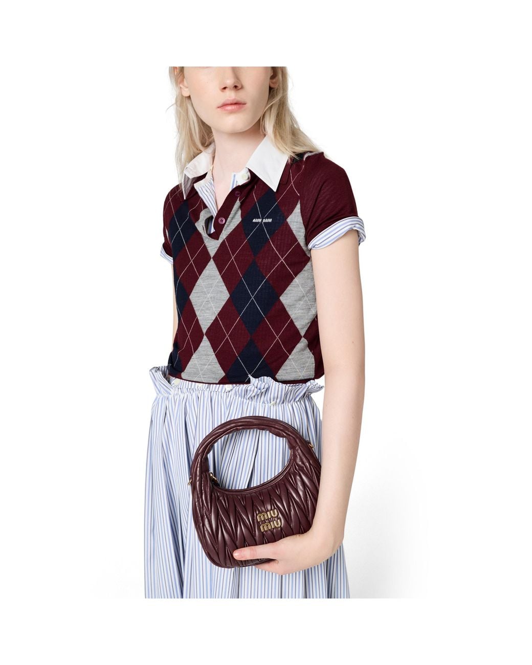 Miu Miu Brown Wander Matelassé Nappa Leather Hobo Bag