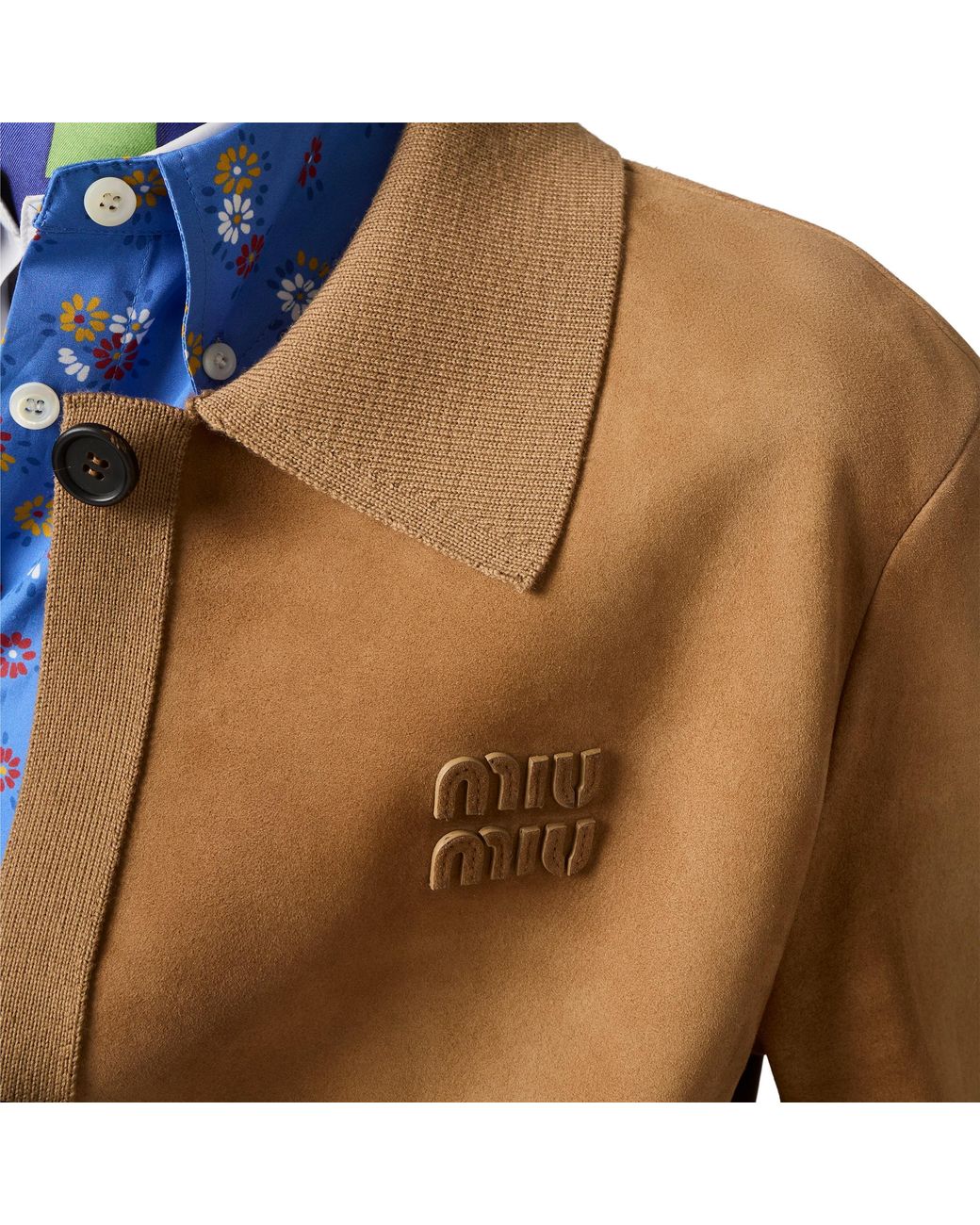Miu Miu Brown Waxed Suede Blouson Jacket