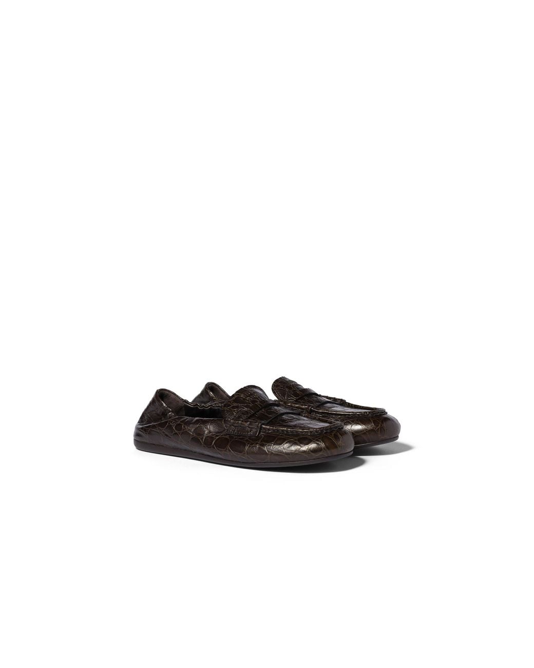Miu Miu Black Crocodile Embossed Calfskin Loafers
