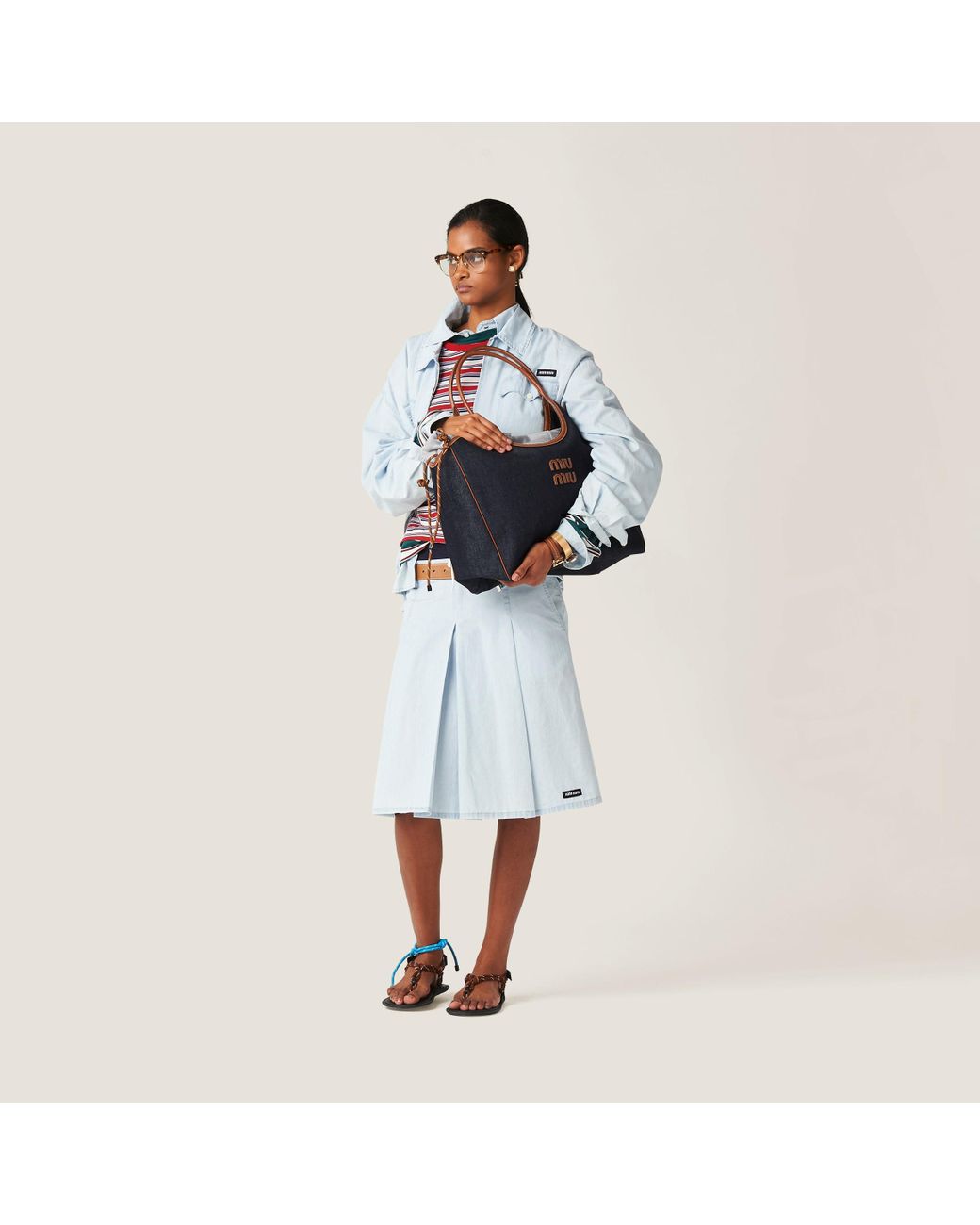 MiuMiu IVY デニムバッグ Miu Miu Ivy Denim Bag in Blue | Lyst