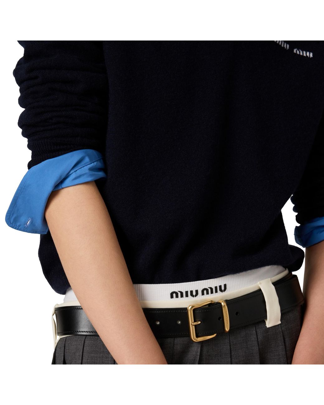 Miu Miu Blue Cashmere Polo Sweater