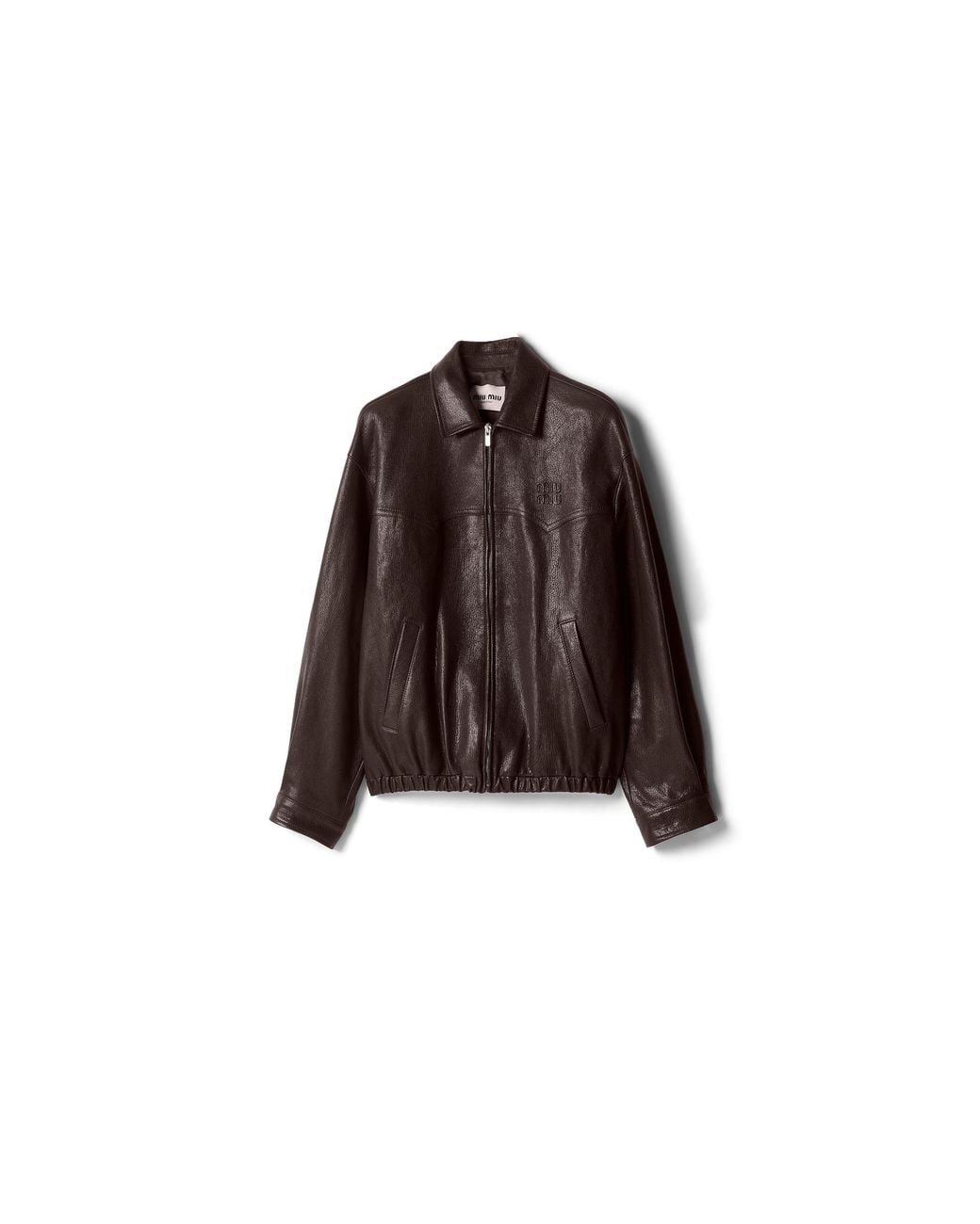 Miu Miu Brown Leather Blouson Jacket