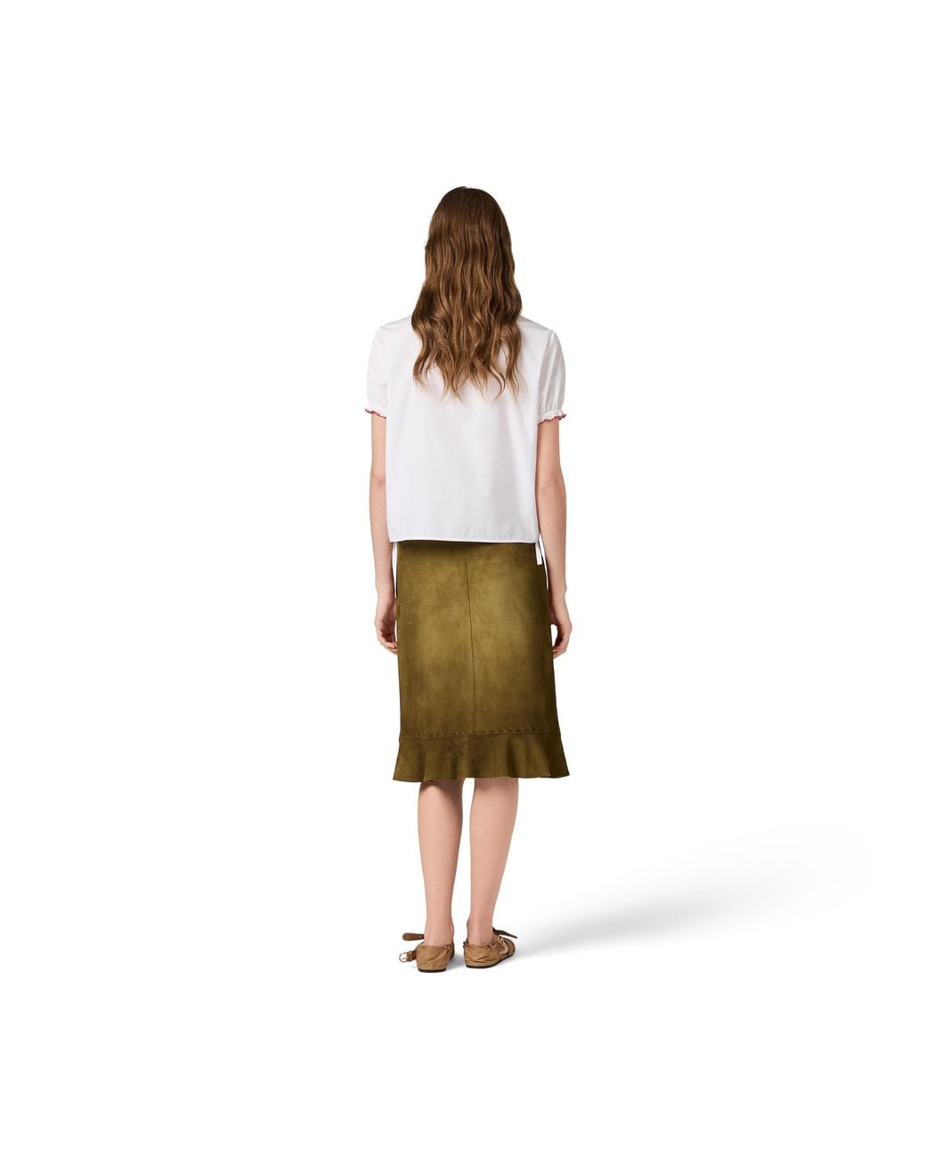 Miu Miu White Embroidered Poplin Shirt
