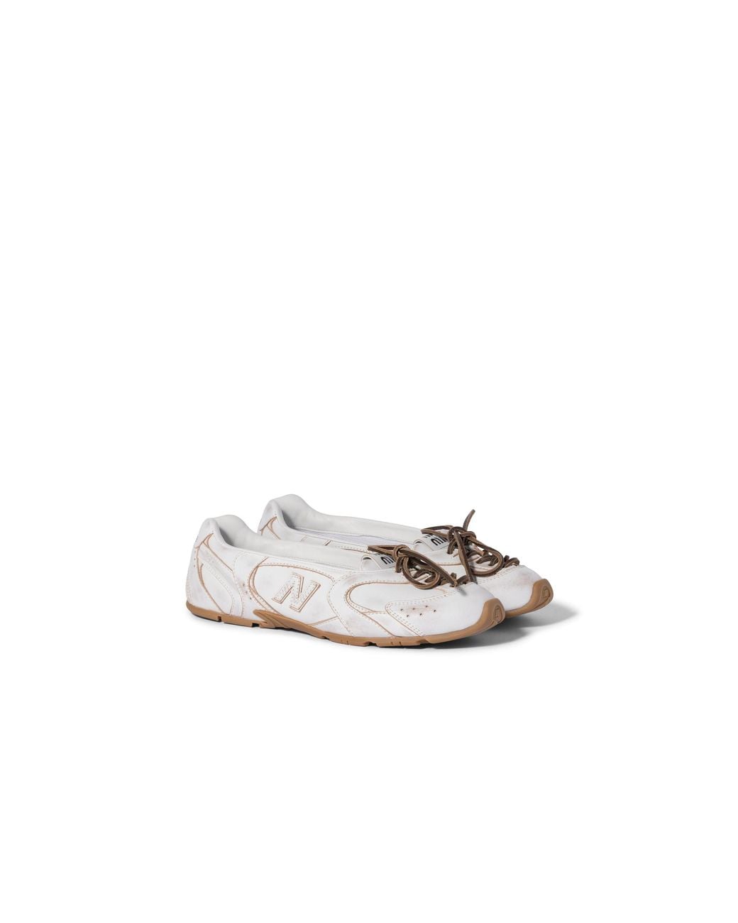 Miu Miu White New Balance X 530 Sl Deco' Leather Ballerinas