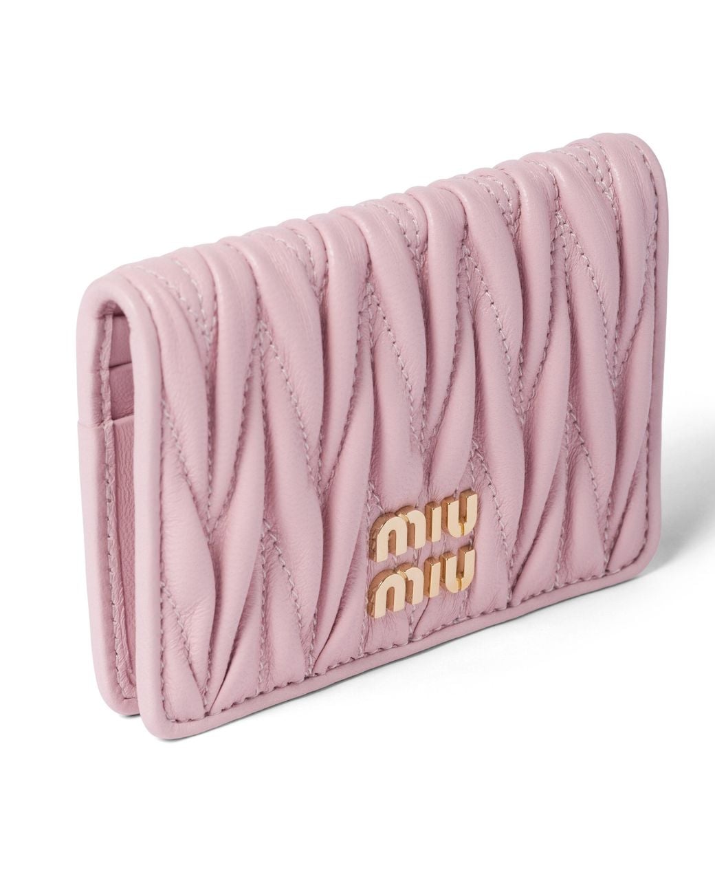 Miu Miu Pink Matelassé Nappa Leather Card Holder