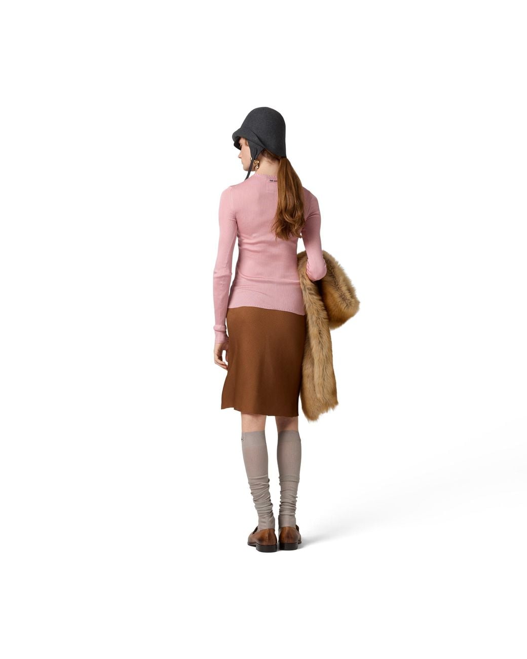 Miu Miu Pink Silk V-Neck Sweater