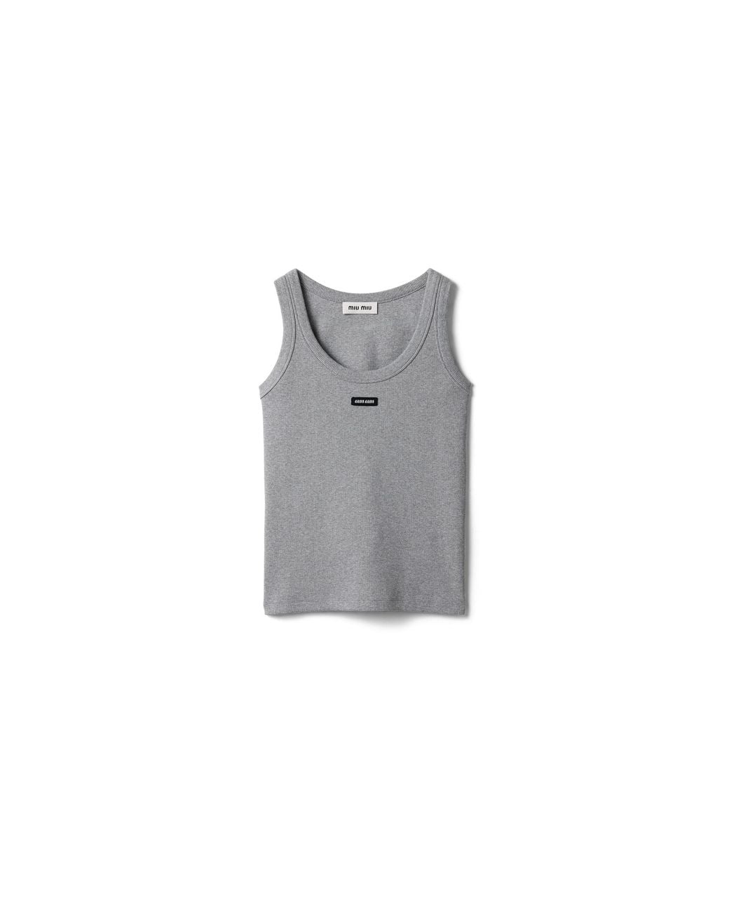 Miu Miu Gray Ribbed Jersey Tank Top