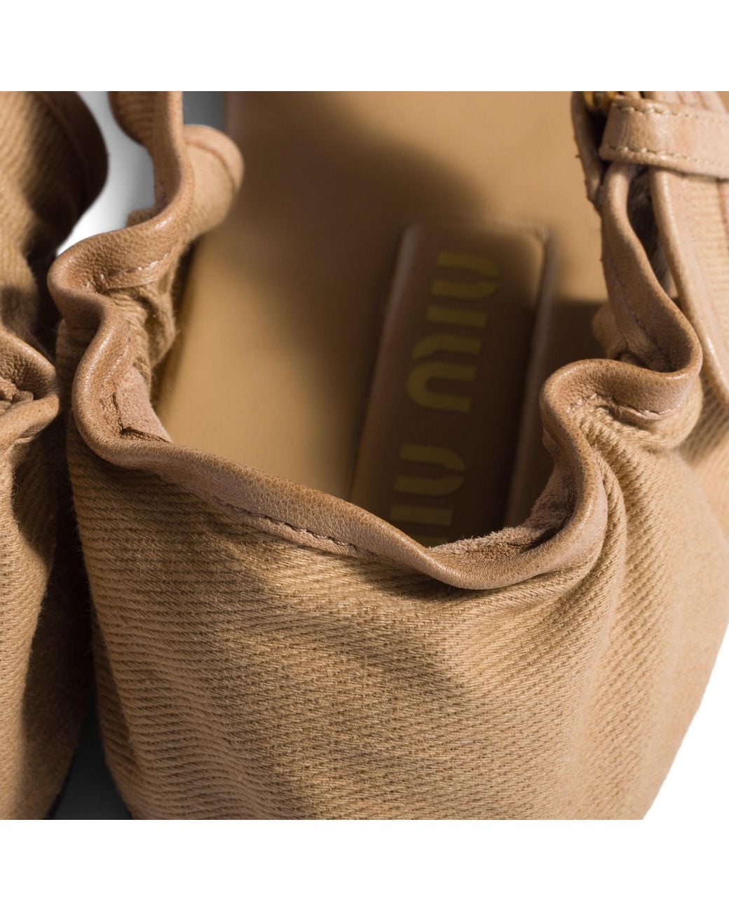 Miu Miu Natural Ruches Cotton And Nappa Leather Fisherman Sandals