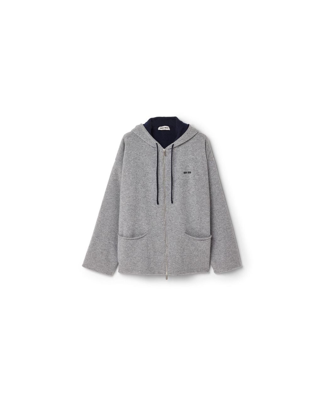 Miu Miu Gray Cashmere Cardigan Hoodie