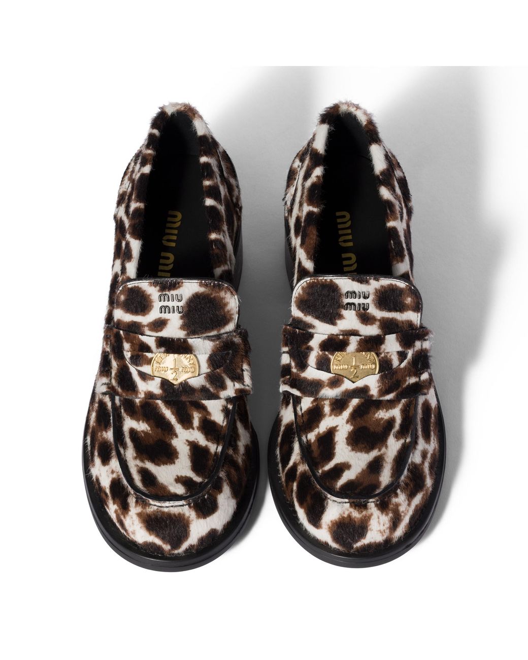 Miu Miu Black Printed Leather Loafers