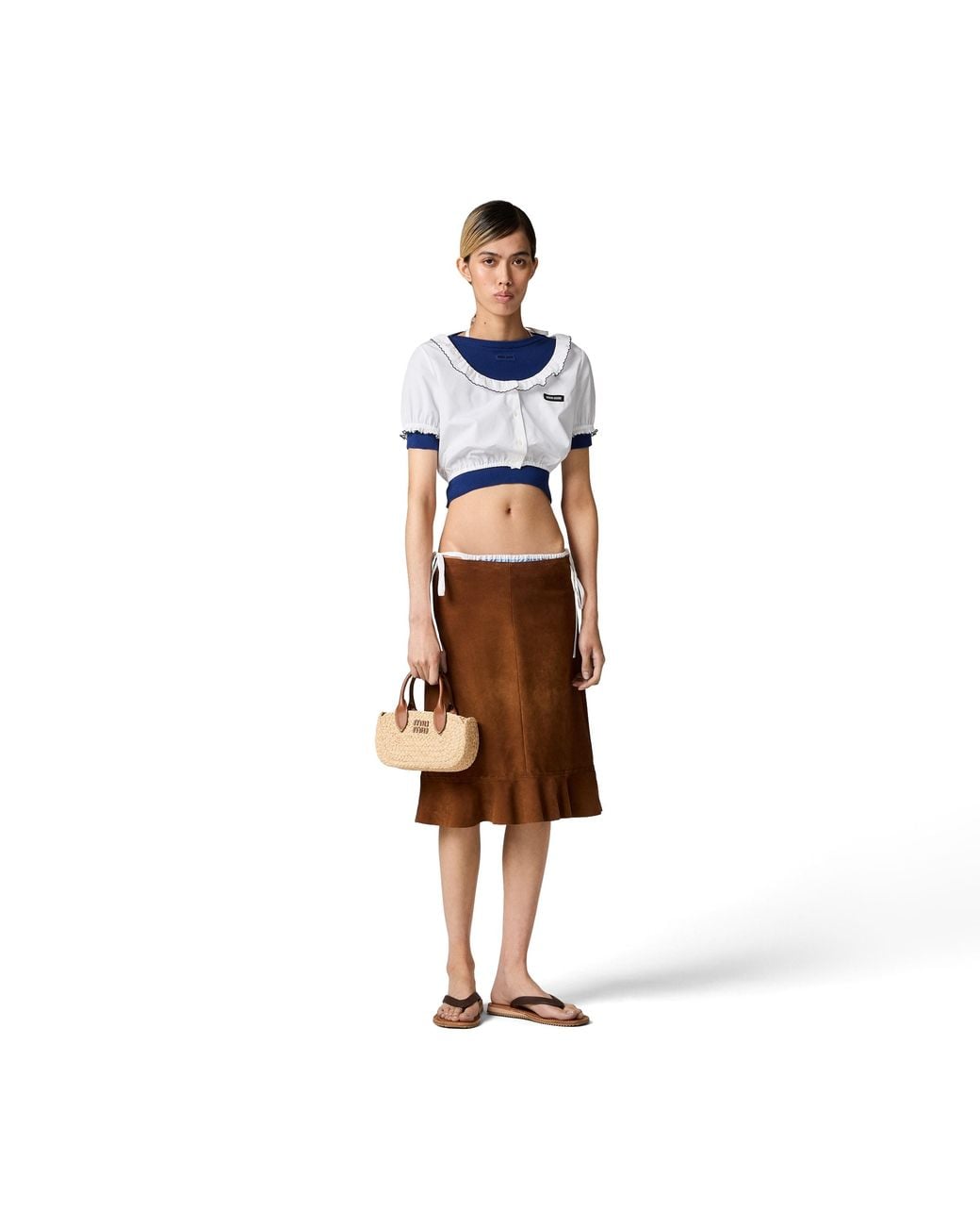 Miu Miu Blue Cotton Boat Neck Sweater