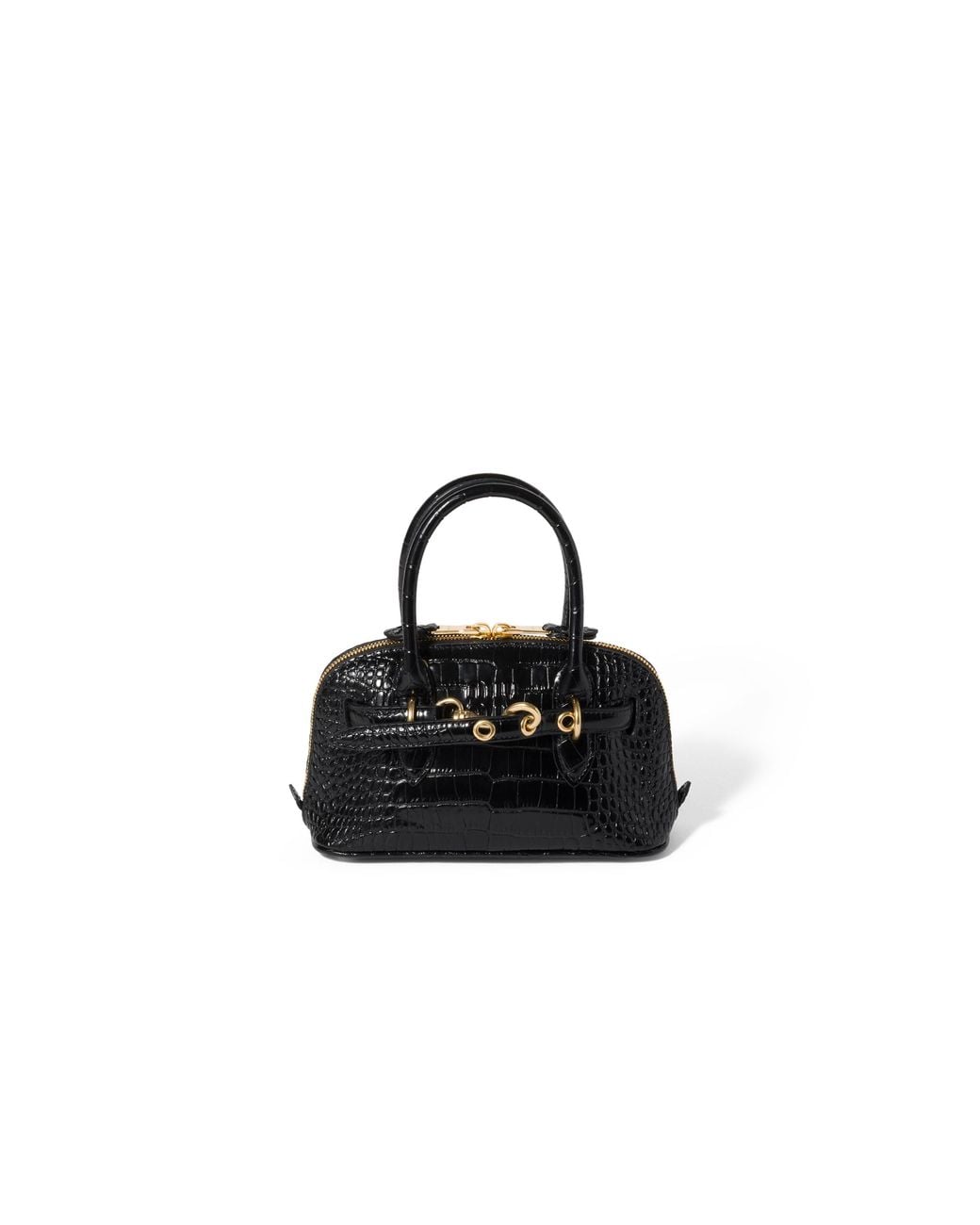 Miu Miu Black Aventure Crocodile Embossed Calfskin Mini-Bag