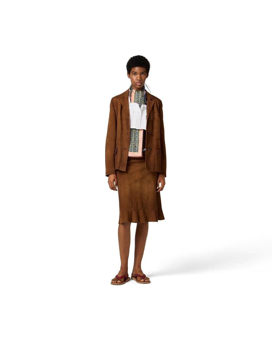 Miu Miu Brown Waxed Suede Skirt
