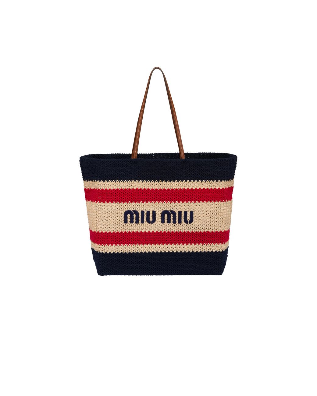 Miu Miu Raffia And Cotton Tote Bag in Red Lyst