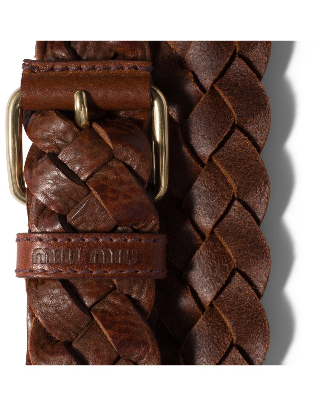 Miu Miu Brown Woven Leather Belt