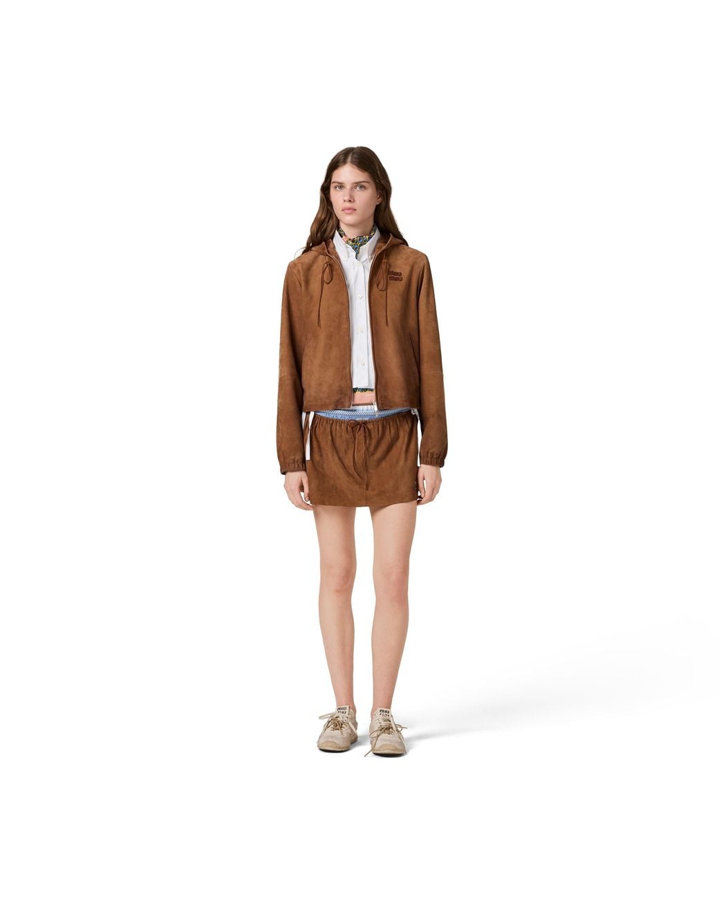 Miu Miu Brown Waxed Suede Blouson Jacket