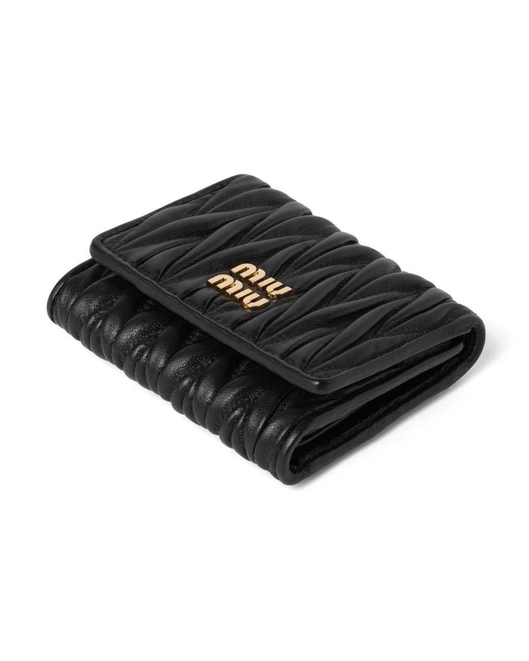 Miu Miu Black Small Matelassé Nappa Leather Wallet