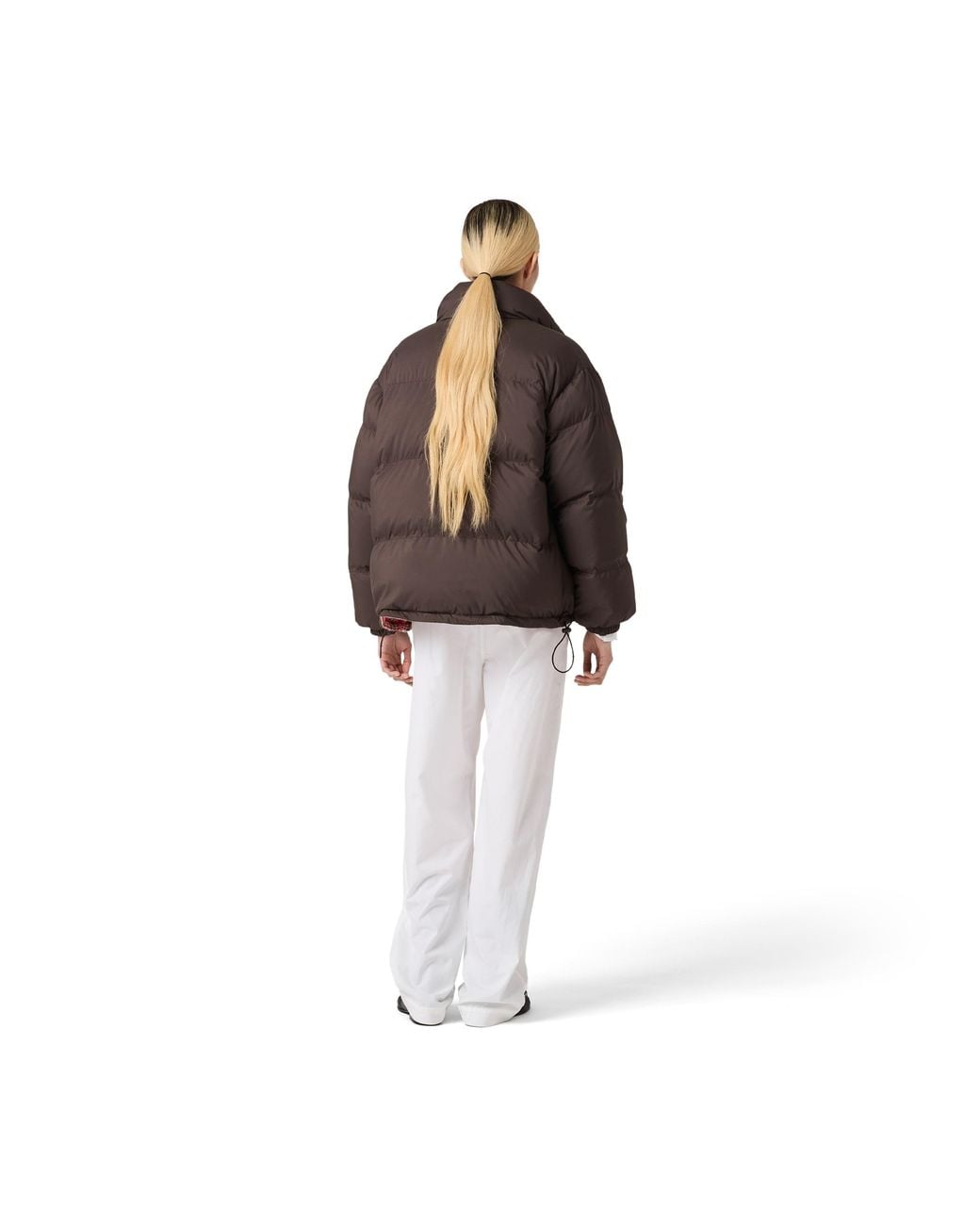 Miu Miu Brown Technical Pongé Reversible Down Jacket