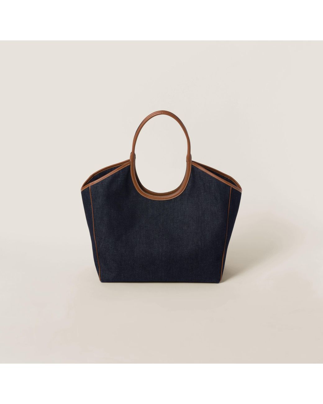 MIUMIU IVY レザーロゴ デニムトートバッグ Miu Miu Ivy Denim Bag in Blue | Lyst