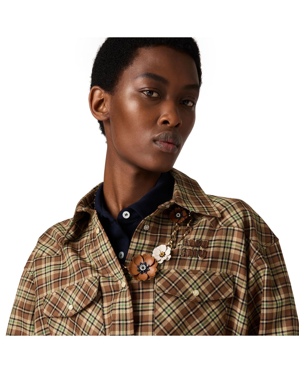 Miu Miu Brown Plaid Shirt