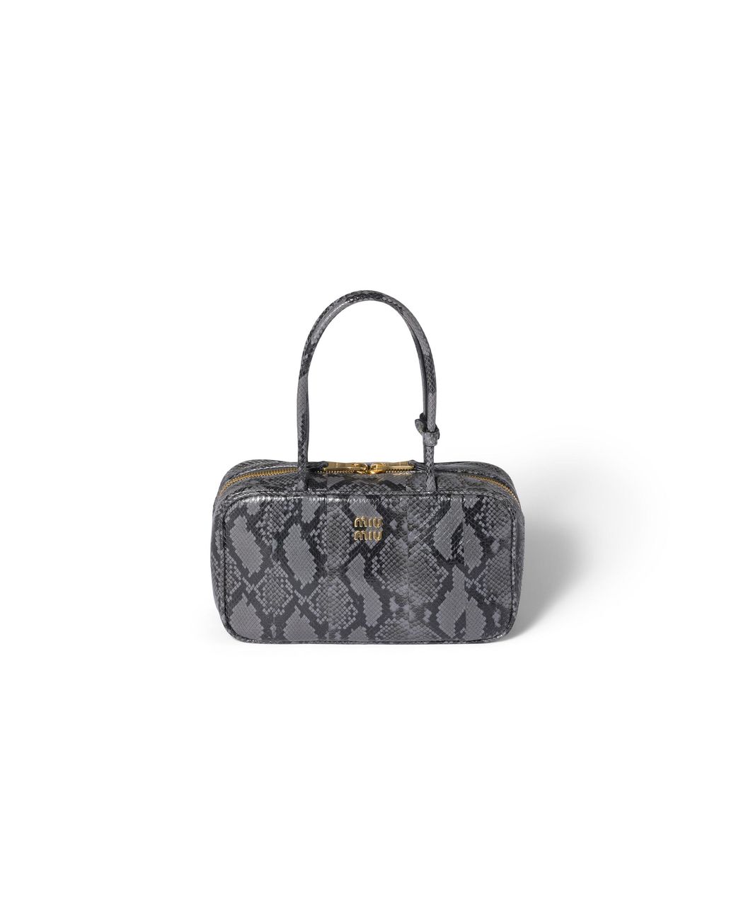 Miu Miu Gray Beau Python-Printed Ayers Leather Bag