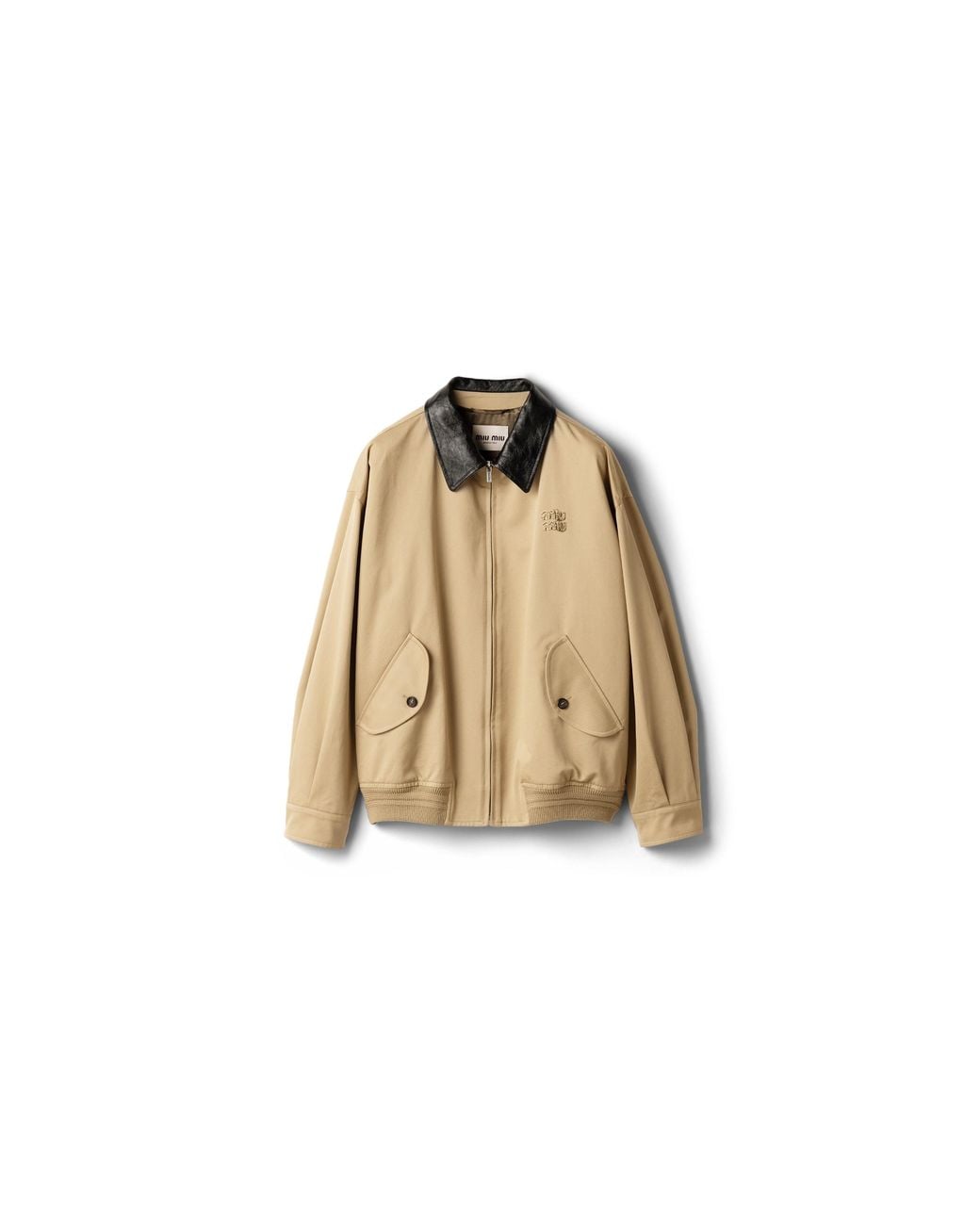 Miu Miu Natural Chino And Leather Bomber Jacket