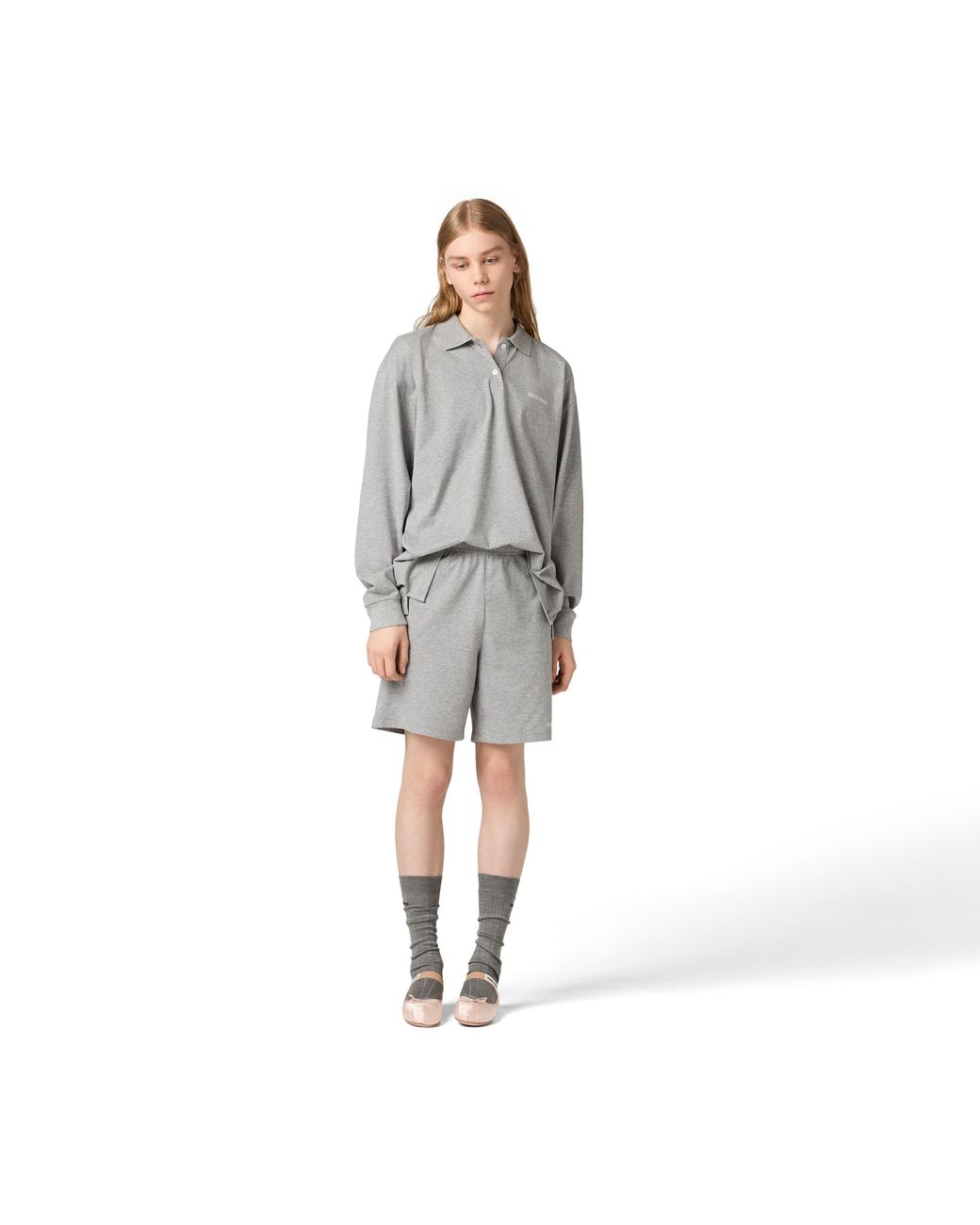 Miu Miu Gray Jersey Bermudas