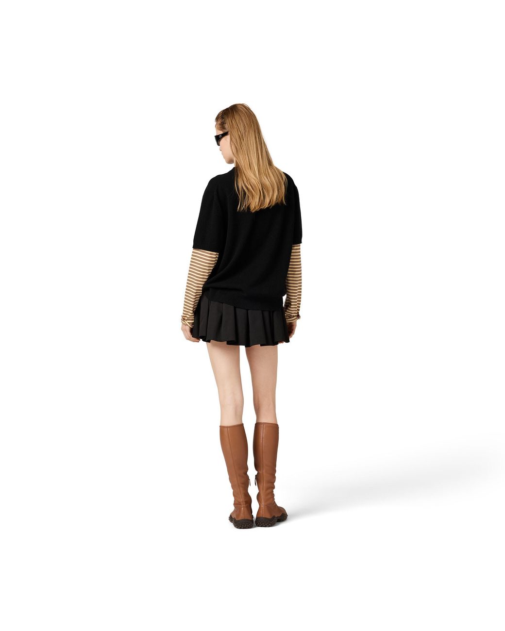 Miu Miu Black Cashmere And Jersey Sweater