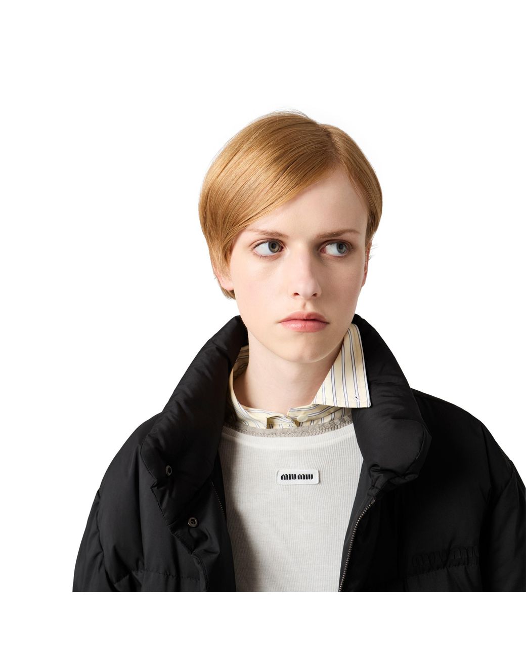 Miu Miu Black Technical Pongé Down Long Jacket