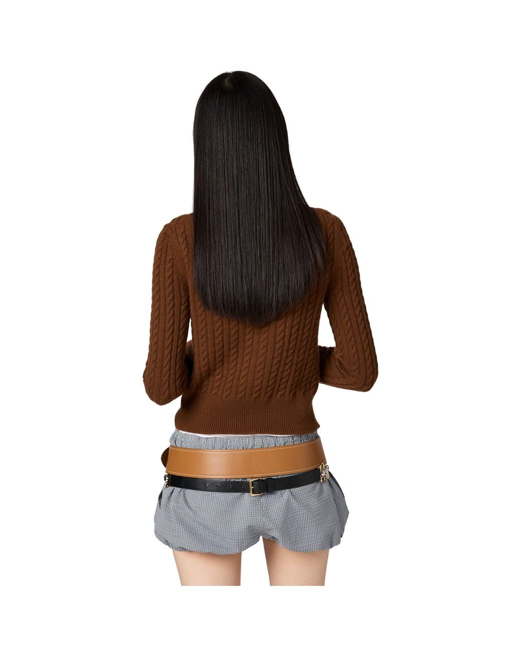 Miu Miu Brown Cable-Knit Cashmere Cardigan