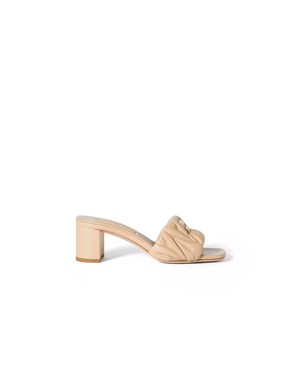 Miu Miu Natural Matelassé Nappa Leather Slides