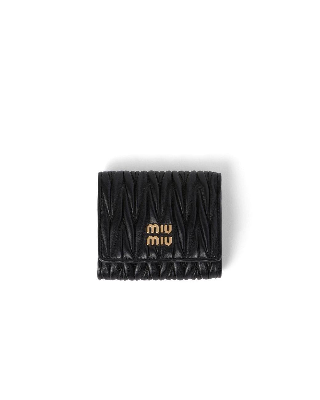Miu Miu Black Small Matelassé Nappa Leather Wallet