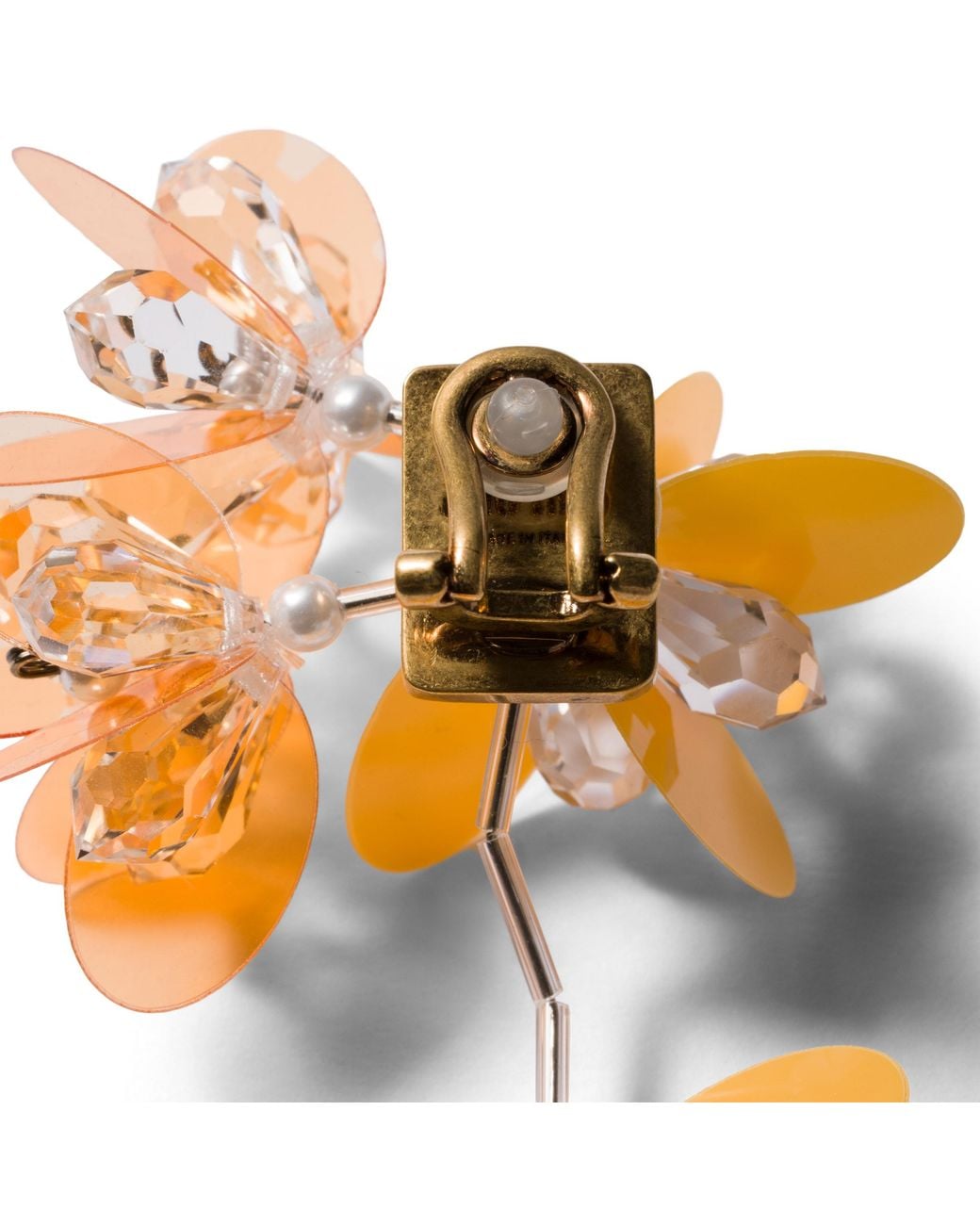 Miu Miu Metallic Single Metal Earring With Pearl And Crystals