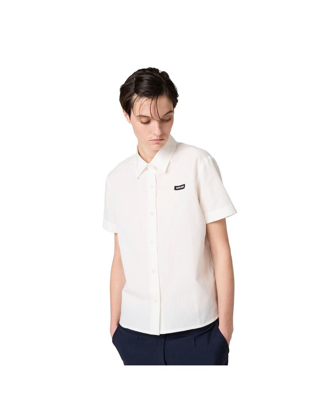 Miu Miu White Slubbed Poplin Shirt