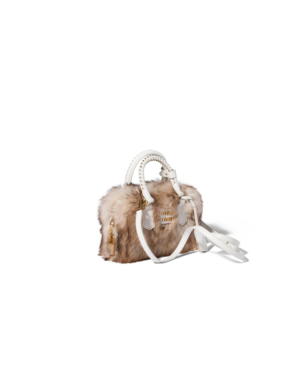 Miu Miu Multicolor Arcadie Shearling And Leather Bag