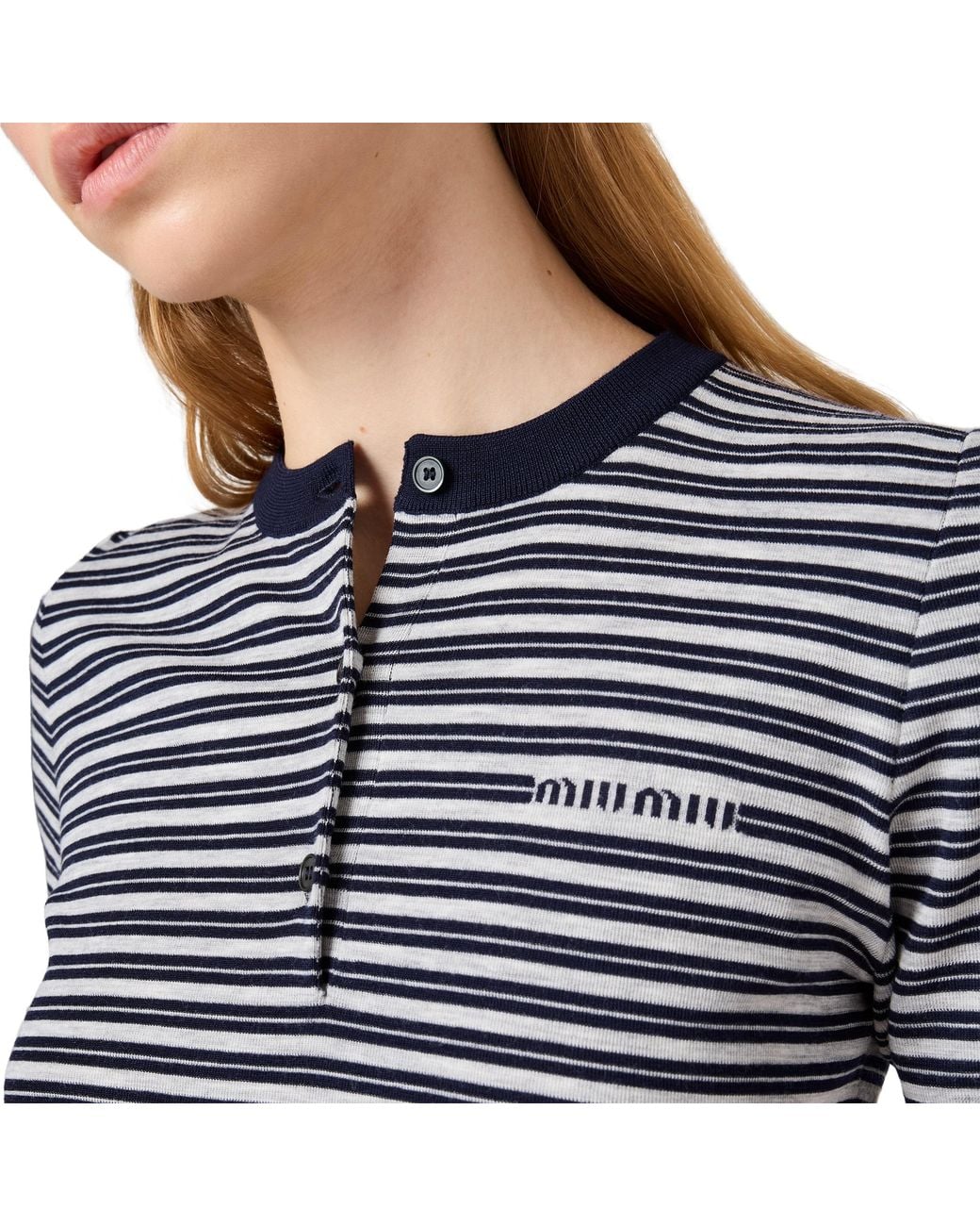 Miu Miu Blue Striped Wool Sweater