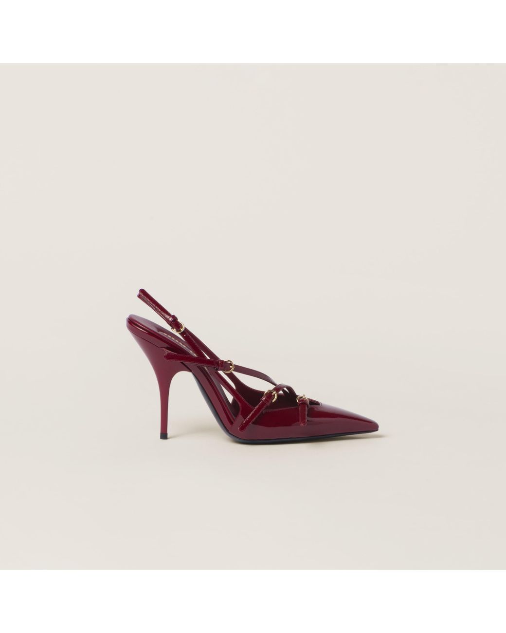 Miu Miu Patent Leather Slingbacks With Buckles in Red | Lyst