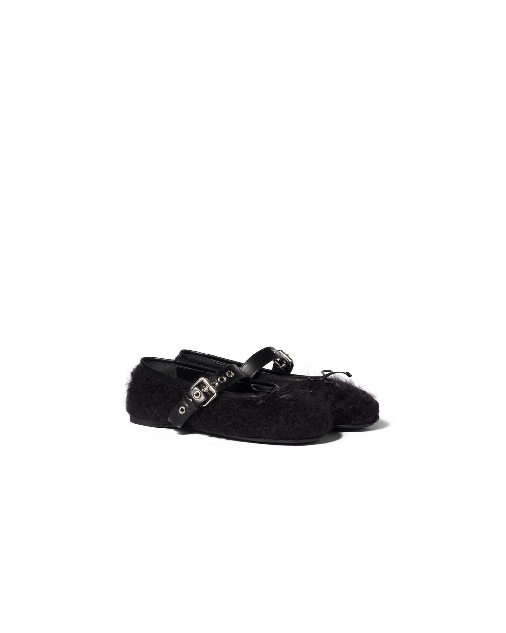 Miu Miu Black Mohair Ballerinas