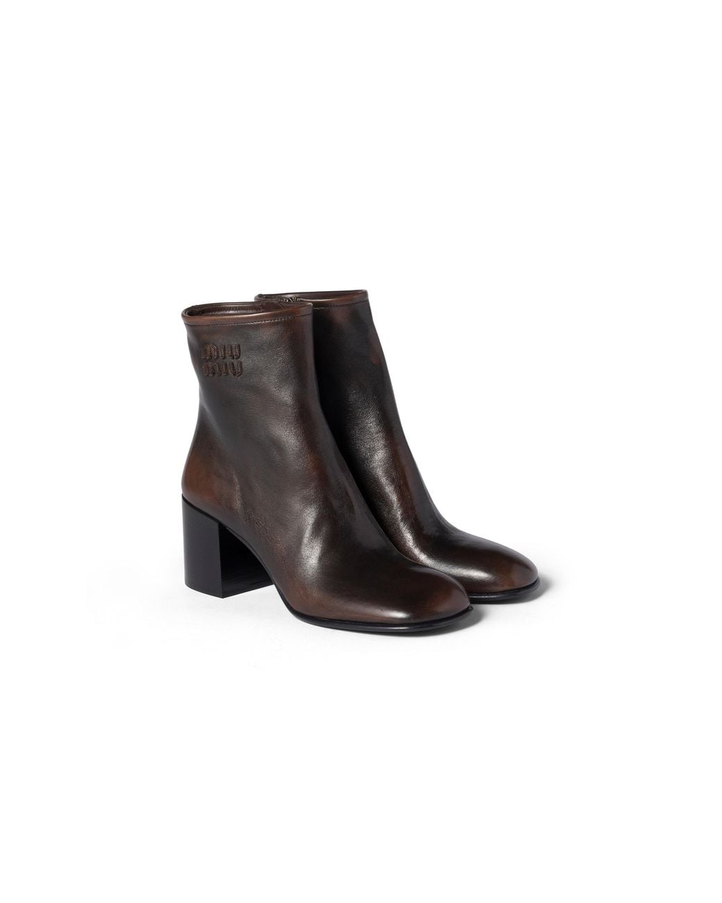 Miu Miu Black Fumé Calf Booties