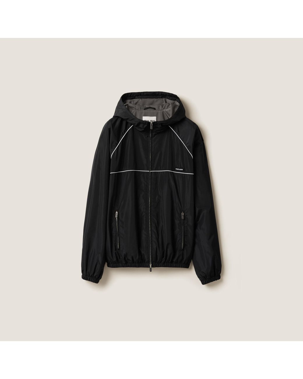 MiuMiu＊Technical silk zipper blouson jacketジャケット＊送込 Blue/amarena Red Technical Silk Zipper Blouson Jacket | Miu Miu
