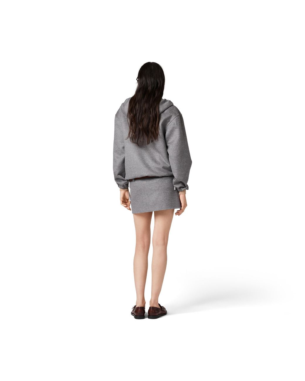 Miu Miu Gray Double Cashmere And Wool Miniskirt
