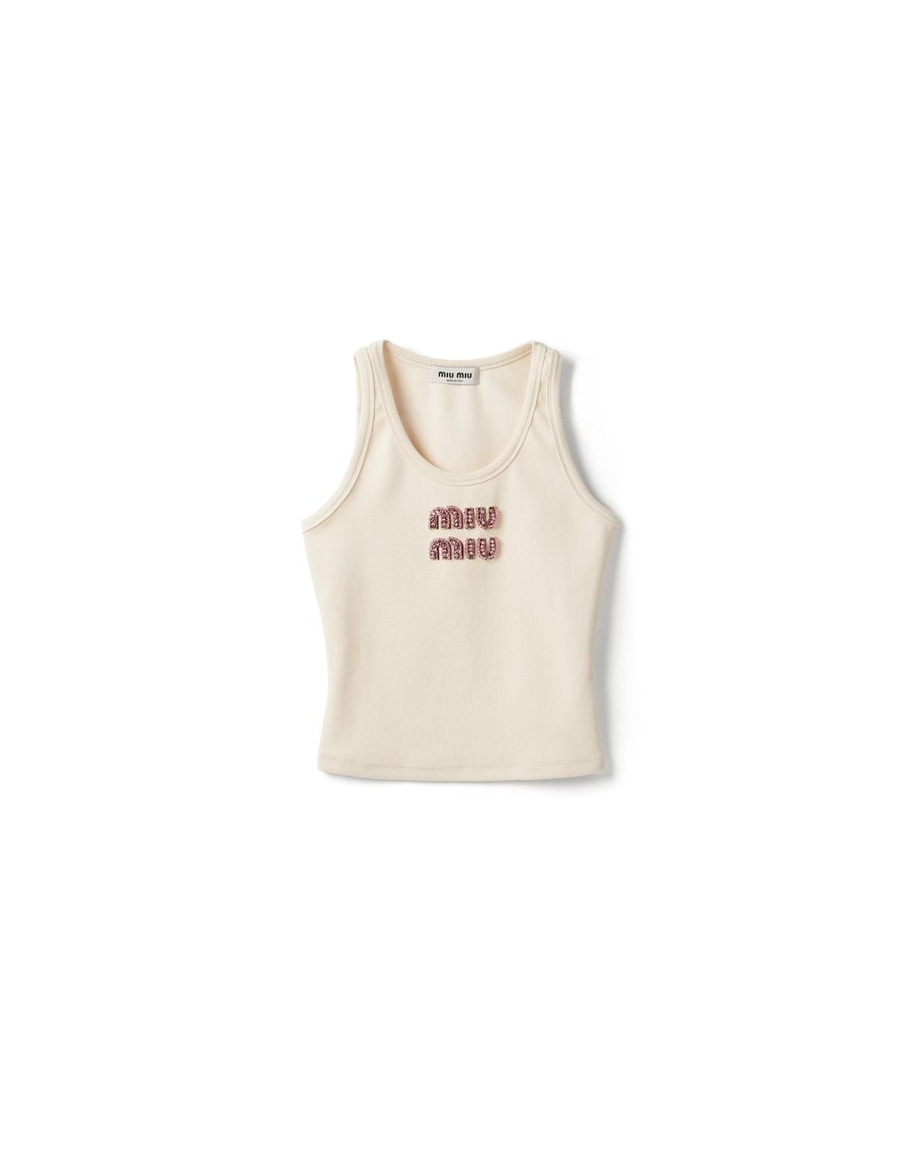 Miu Miu Natural Ribbed Jersey Top