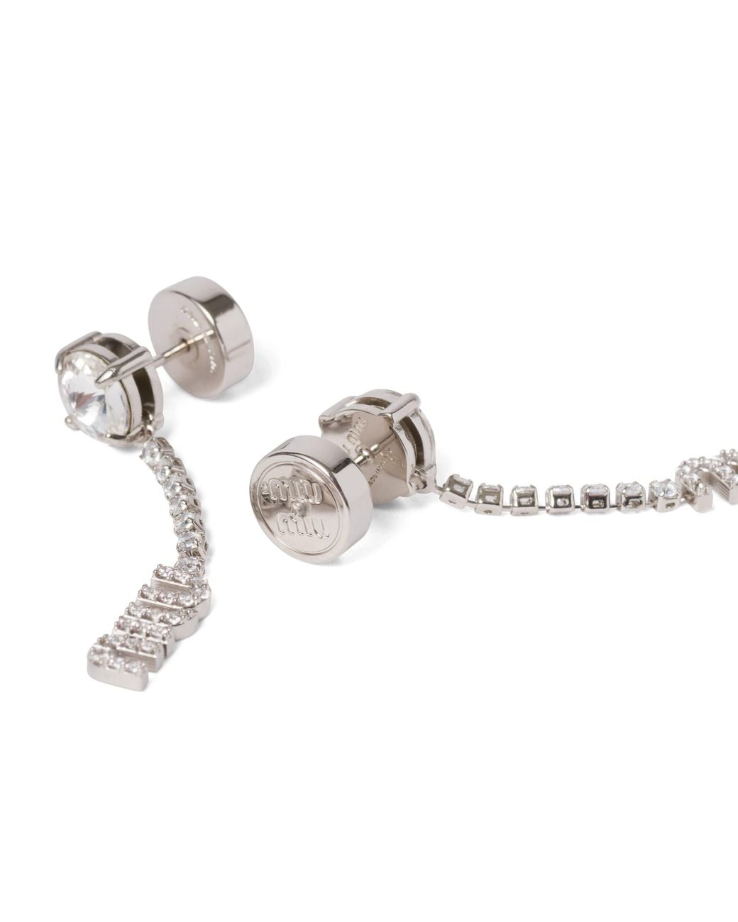 Miu Miu Natural Metal Earrings With Crystals