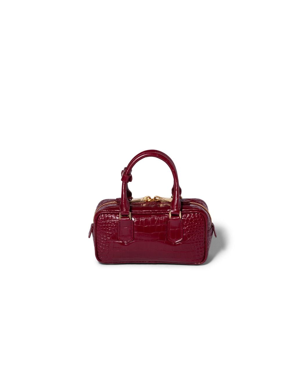 Miu Miu Red Arcadie Crocodile Embossed Calfskin Bag